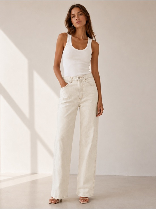 rag & bone Denim - Rag & Bone High Rise Cargo Full Length Jeans Ecru Size 29 Style WDD22F2918BTEC